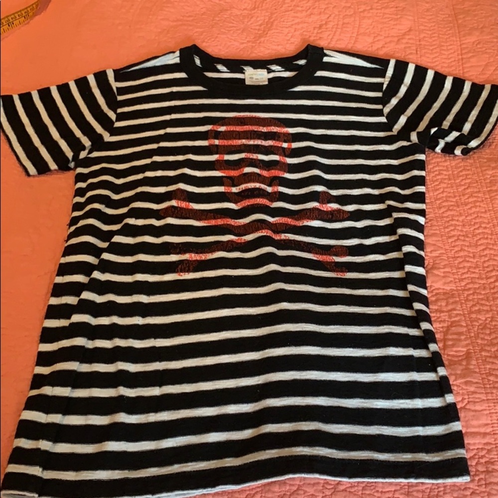J crew crew cuts jolly Roger striped Tee size 12
